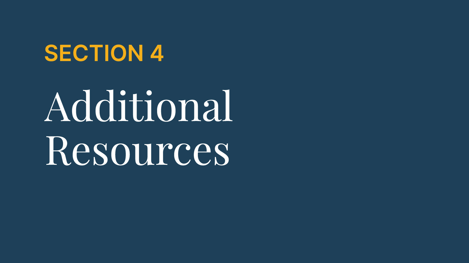 Section 4 | Additional Resources