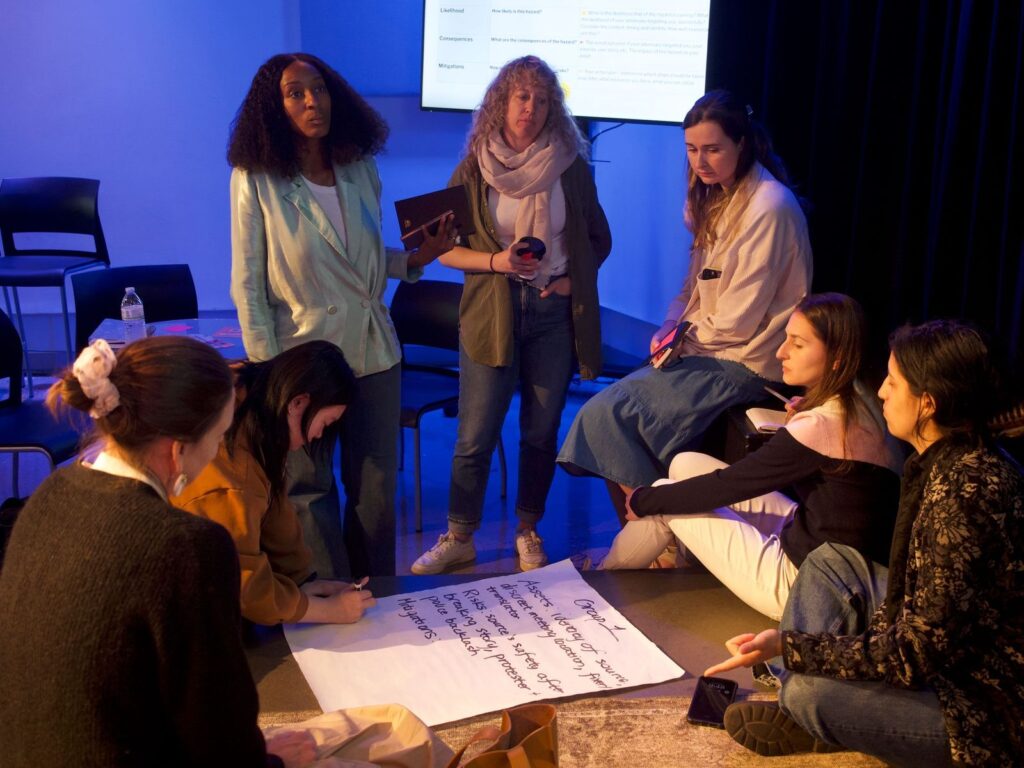 A group of participants brainstorm risk assessment during an IWMF training in New York City. Photo by Sofia Navarette Zur