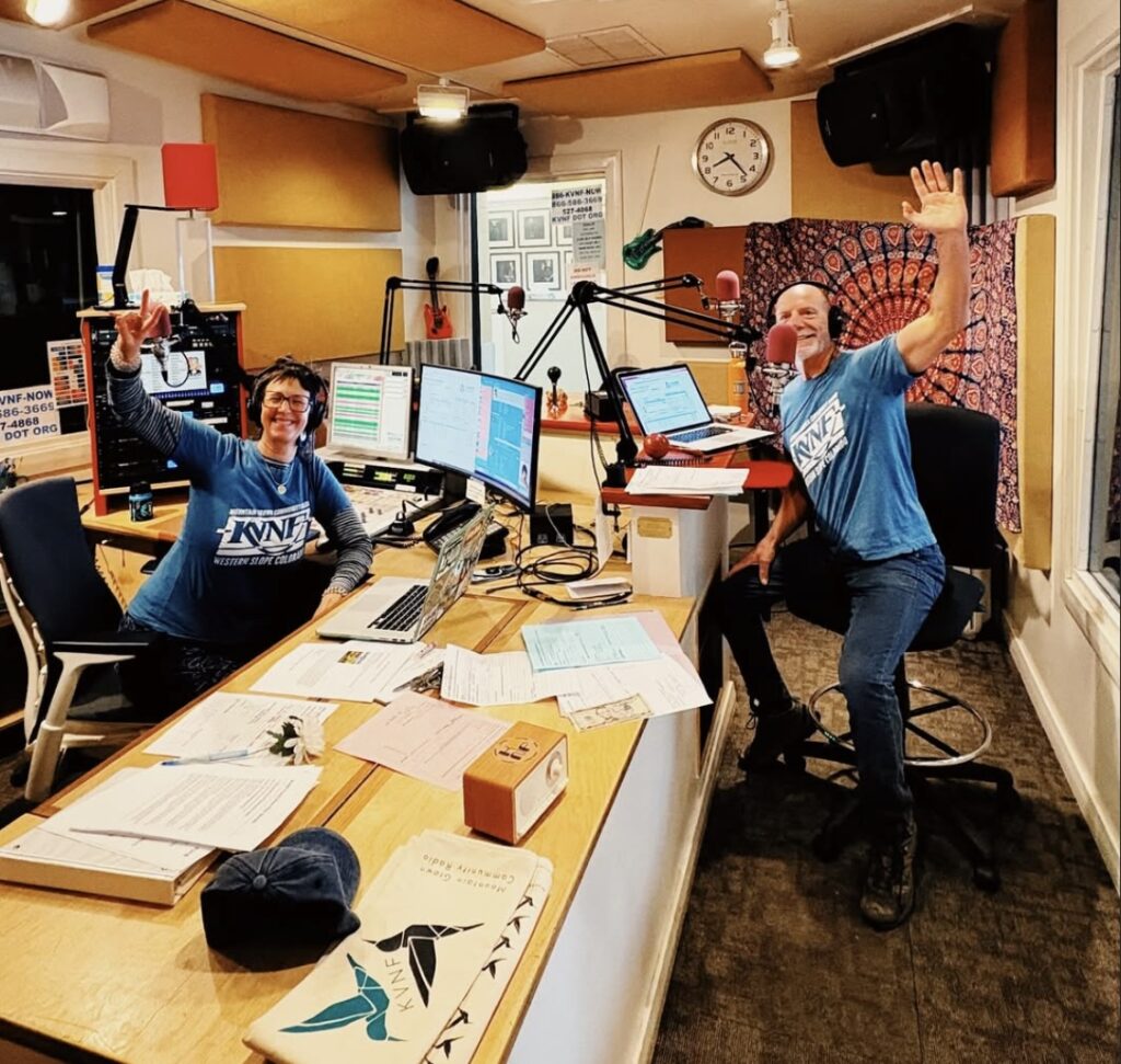 DJs at KVNF, part of the Rocky Mountain Community Radio. Image courtesy of RMCR.