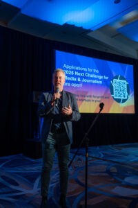Jeff Freeland Nelson of the Glen Nelson Center announces the opening of the Next Challenge for Media & Journalism