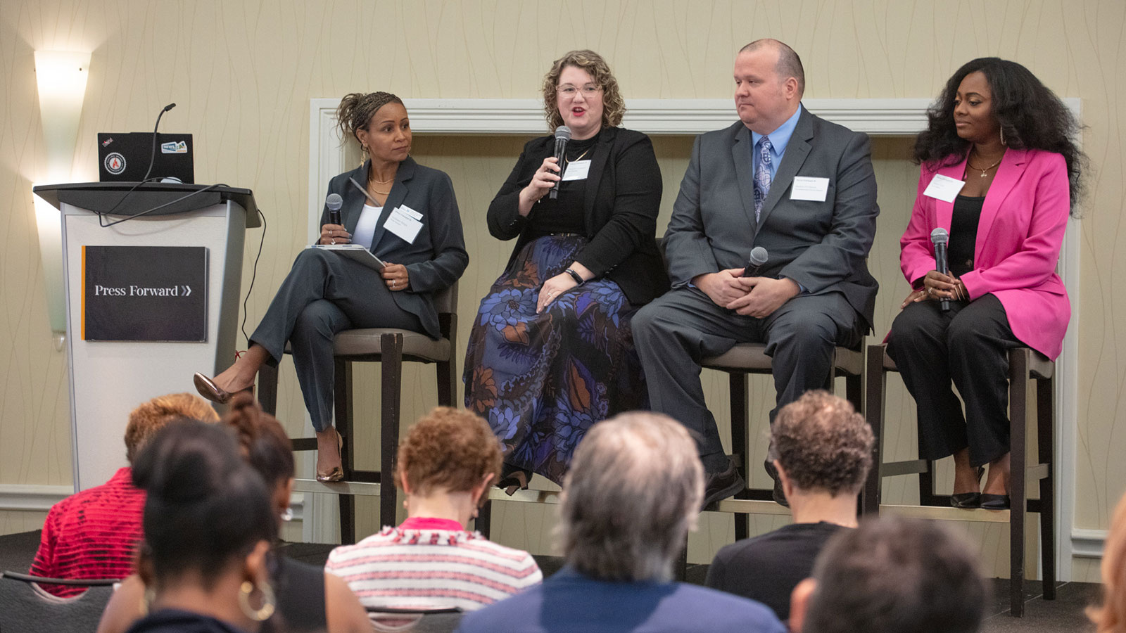 Deirdre Conner, publisher and CEO of The Florida Trib, speaks at a Press Forward event. Deirdre Conner, publisher and CEO of The Florida Trib, speaks at a Press Forward event.