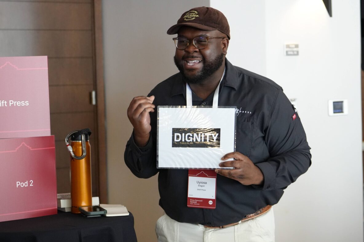 Journalists from across Texas talked about their recent wins at the Press Forward Summit, including Uylosa Elegon of Shift Press.